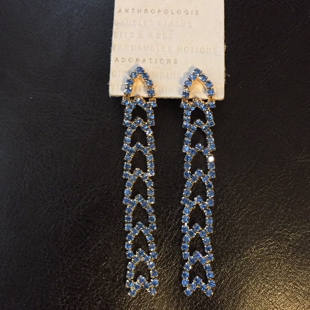 Anthropologie Stunning blue sparkly earrings NWT